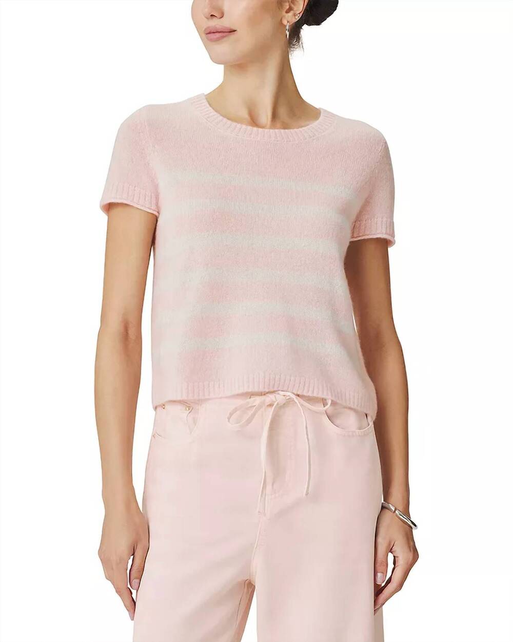 NEW SPLENDID emerson short sleeve sweater in pink stripe